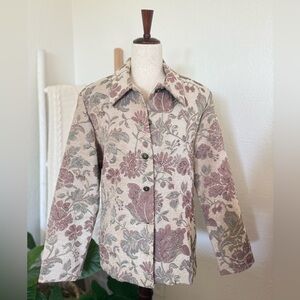 Vintage Tan and brown floral jacket embroidered